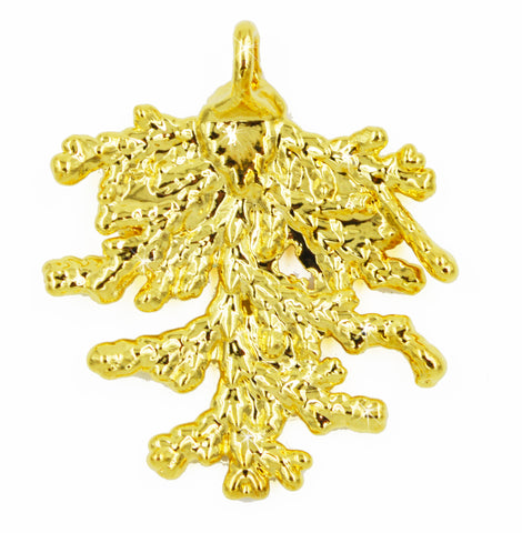 Real Leaf PENDANT/ Christmas Ornament CYPRESS in 24K Yellow Gold Genuine Leaf