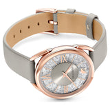 Swarovski Crystalline Glam Watch Leather strap, Gray, Rose gold-tone -5452455