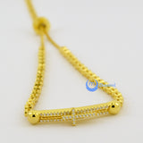 Contemporary Modern Gold Bracelet with Moving Cross Sterling Silver CZ