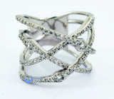 Spiral Crossover Fashion Ring EMILY Signity CZ Rhodium over Sterling Silver