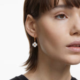 Swarovski Latisha Hoop Earrings Flower, White, Rose gold tone - 5636517