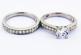 1.25ct Engagement Wedding Set 2 RINGS Signity CZ Pave/Prong Set Sterling Silver