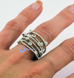 Contemporary Modern Spiral Fashion Ring CONSTANCE Sterling Silver Bezel Set CZ