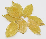 Real Leaf PENDANT ROSE Genuine LEAF Dipped in 24K Yellow Gold
