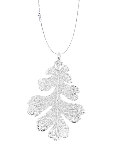 Real Leaf PENDANT with Chain Lacey OAK Dipped in Silver Genuine Leaf Necklace