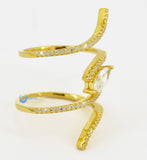 Spiral Fashion Ring PAMELA Signity CZ Pave/Prong Set Gold over Sterling Silver