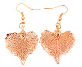 Real Leaf Hook Drop EARRINGS COTTONWOOD Rose Gold Dipped Genuine Leaf