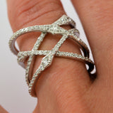 Spiral Crossover Fashion Ring EMILY Signity CZ Rhodium over Sterling Silver