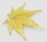 Real Leaf PENDANT with Chain Japanese Maple in 24K Yellow Gold Necklace