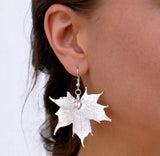 Real Leaf Hook Drop EARRINGS Sugar Maple in Sterling Silver Genuine Leaf