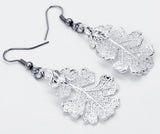 Real Leaf Hook Drop EARRINGS Lacey OAK in Silver Genuine Leaf