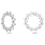 Swarovski Millenia Earrings Circle, Pear Cut Crystals, Large, White, Rhodium Plated -5608814