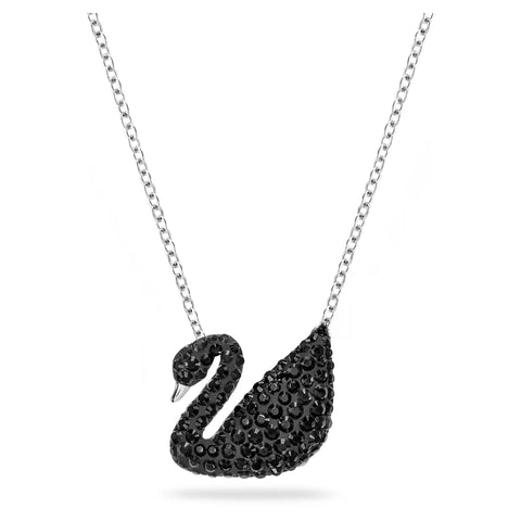 Swarovski Swan Pendant Necklace, Black, Rhodium plated -5347329