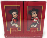 Lenox Disney Mickey & Minnie Mouse Winter Porcelain 24k Gold Ornaments Gift Set