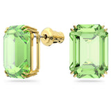 Swarovski Millenia stud earrings Octagon cut, Green, Gold-tone plated -5638489