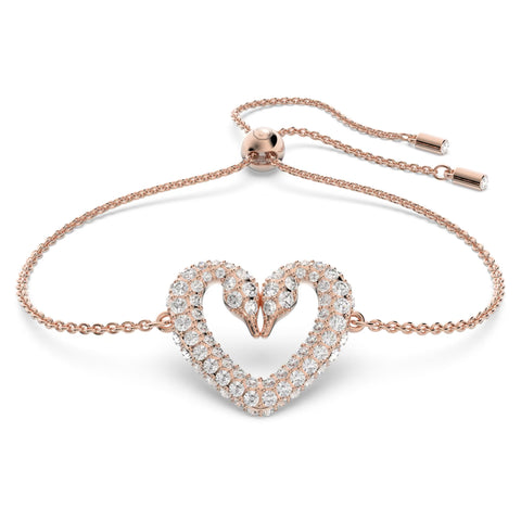 Swarovski Una bracelet Heart, Medium, White, Rose gold-tone plated -5628658
