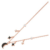 Swarovski Symbolica necklace Moon and star, Black, Rose gold-tone plated -5429737