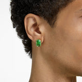 Swarovski Millenia stud earrings Octagon cut, Green, Gold-tone plated -5638489