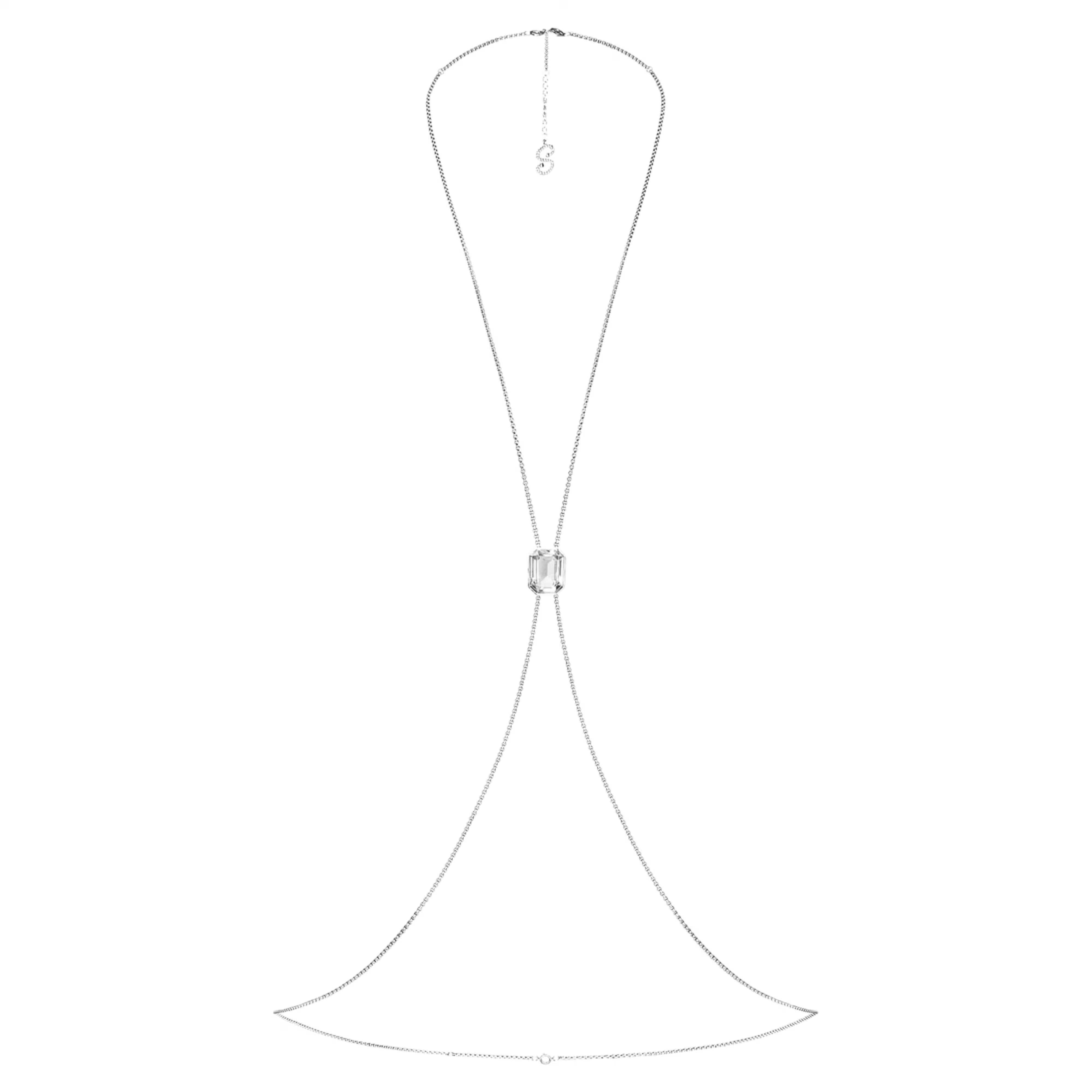 本日限定価格【Swarovski✖️skims】ベリーチェーン Swarovski x SKIMS body chain, V-shape, White, Stainless