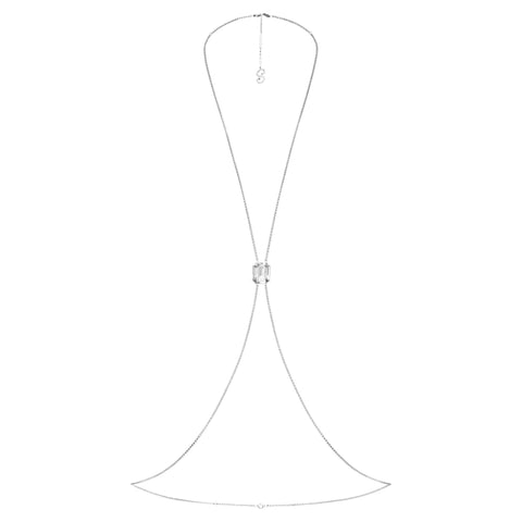 Swarovski x SKIMS body chain Octagon cut, Box chain, X-shape, White, Stainless Steel -5678065