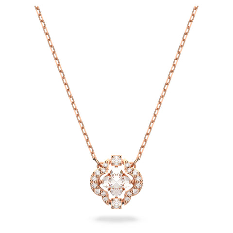 Swarovski Una necklace Clover, White, Rose gold-tone plated -5642928