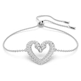 Swarovski Una bracelet Heart, Medium, White, Rhodium plated -5625534