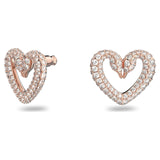 Swarovski Una Stud Earrings, Heart, Small, White, Rose-Gold Tone Plated -5628659