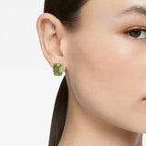 Swarovski Millenia stud earrings Octagon cut, Green, Gold-tone plated -5638489