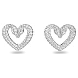 Swarovski Una Stud Earrings, Heart, Small, White, Rhodium Plated -5625535