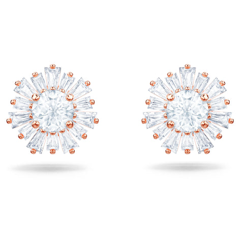 Swarovski Idyllia stud earrings Mixed cuts, Sun, White, Rose gold-tone plated -5459597