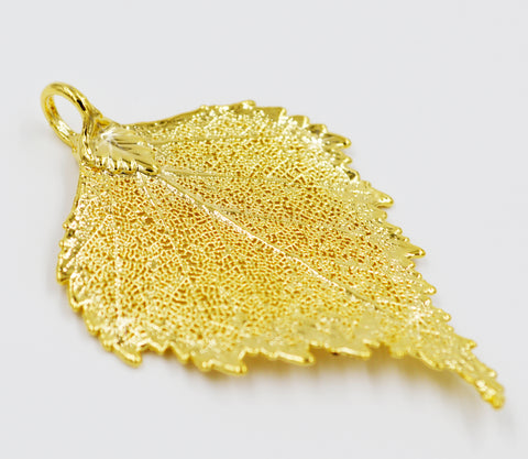 Real Leaf PENDANT BIRCH Dipped in 24K Yellow Gold Genuine Leaf
