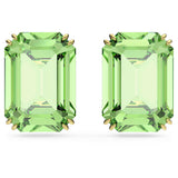 Swarovski Millenia stud earrings Octagon cut, Green, Gold-tone plated -5638489