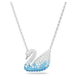 Swarovski Iconic Swan Pendant, Blue, Rhodium Plated, Medium -5512095