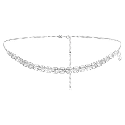 Swarovski x SKIMS belly chain Imperial cut, White, Stainless Steel -5678063