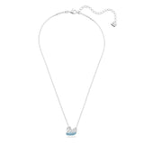 Swarovski Iconic Swan Pendant, White & Blue, Rhodium Plated, Small -5512094