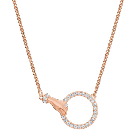 Swarovski Symbolic White Hand Rose Gold Plated Necklace -5489573