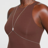 Swarovski x SKIMS body chain Octagon cut, Box chain, X-shape, White, Stainless Steel -5678065