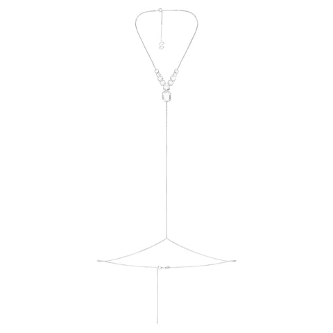 Swarovski x SKIMS body chain Mixed cuts, Box chain, Y-shape, White, Stainless Steel -5678062