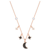 Swarovski Symbolica necklace Moon and star, Black, Rose gold-tone plated -5429737