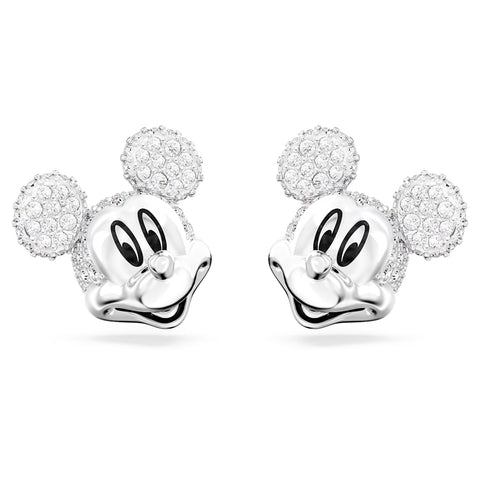 Swarovski Disney Mickey Mouse stud earrings White, Rhodium plated -5668781