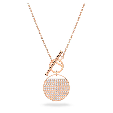 Swarovski GINGER T BAR Pendant Necklace, Rose Gold Plated -5576610