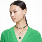Swarovski Millenia stud earrings Octagon cut, Green, Gold-tone plated -5638489