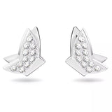 Swarovski Lilia stud earrings Butterfly, White, Rhodium plated -5636424