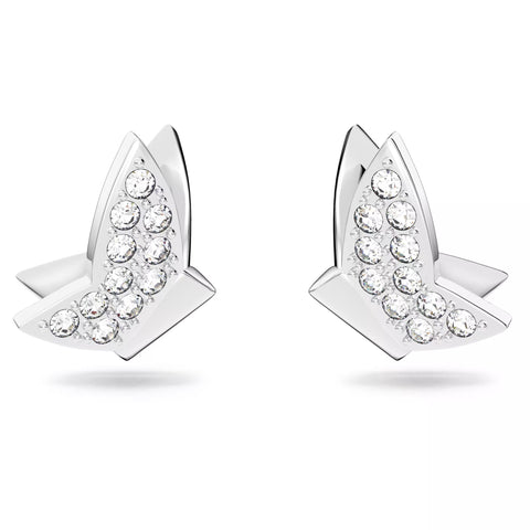 Swarovski Lilia stud earrings Butterfly, White, Rhodium plated -5636424