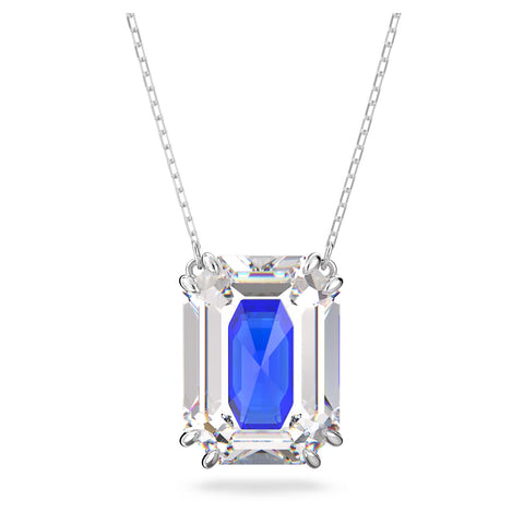 Swarovski Chroma necklace Octagon cut, Blue, Rhodium plated -5600625