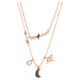 Swarovski Symbolica necklace Set (2), Moon and star, Black, Rose gold-tone plated -5273290