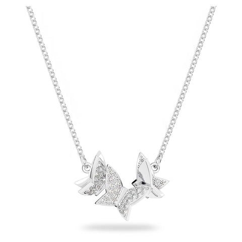 Swarovski Lilia necklace Butterfly, White, Rhodium plated -5636421