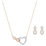 Swarovski Hyperbola set Infinity and heart, White, Mixed metal finish -5521040