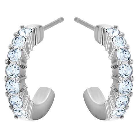Swarovski Mini Hoop Earrings Blue, Rhodium plated -5073036