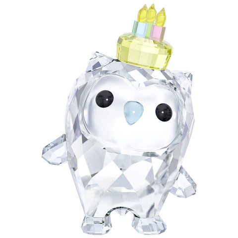 Swarovski Crystal OWL W/Cake Figurine HOOT- HAPPY BIRTHDAY -5301581
